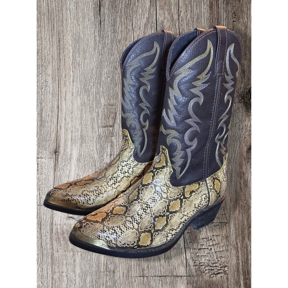 Men's Laredo 9 EW 68068 Pull On Western Cowboy Boots Faux Snake Skin Leather